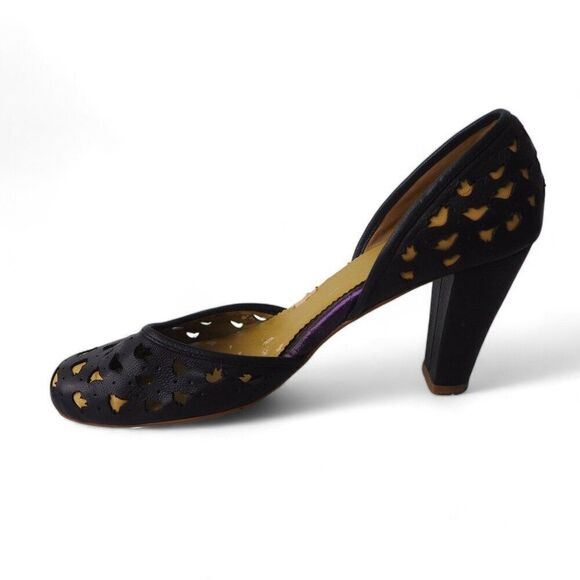 Faryl Robin Perforated Heels Navy / Yellow Women's 10 - Picture 6 of 13